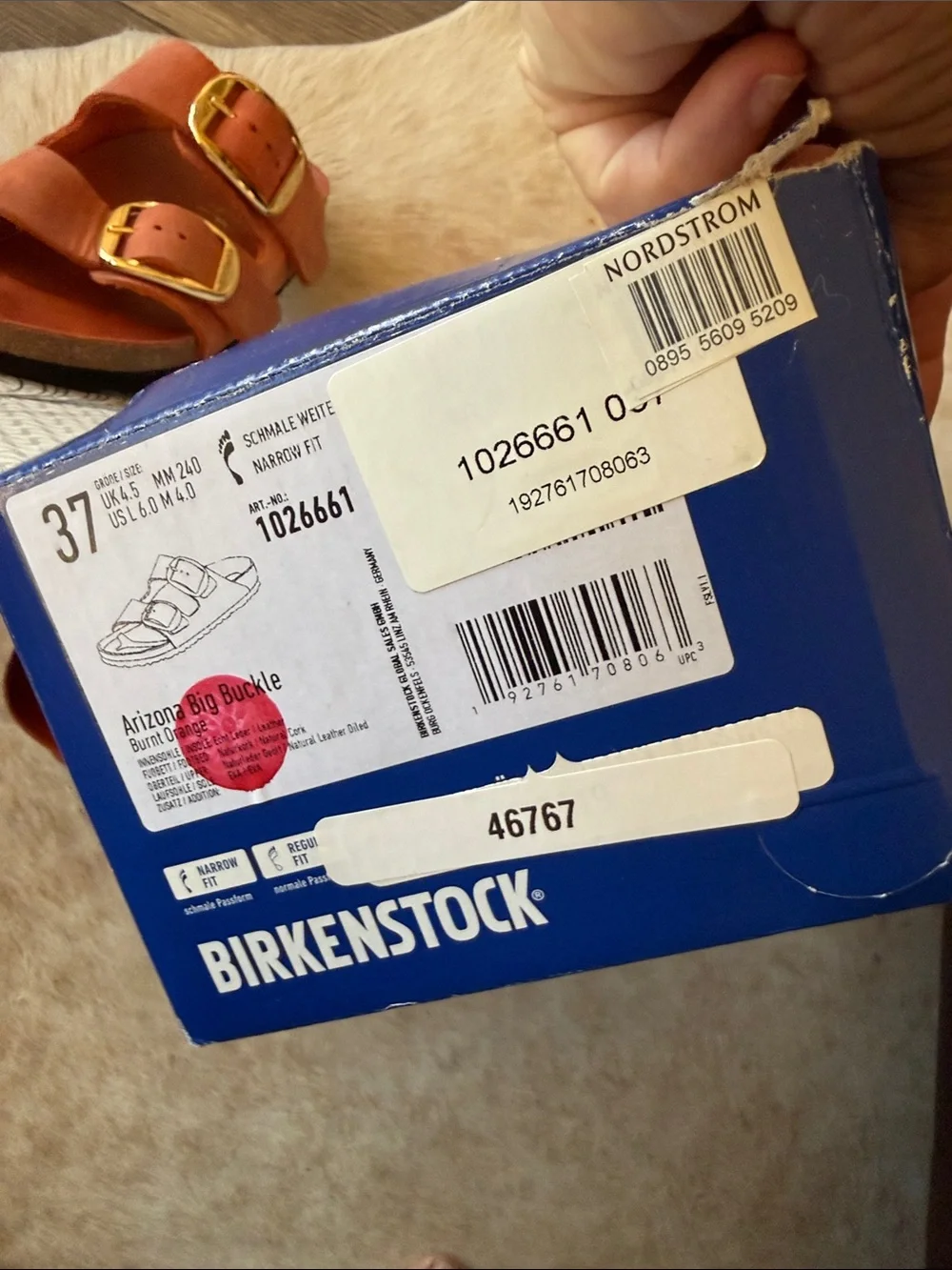 Arizona Big Buckle Burnt Orange Birkenstocks size 37
